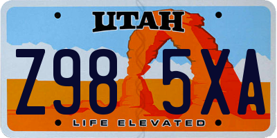 UT license plate Z985XA