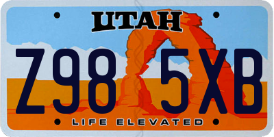 UT license plate Z985XB