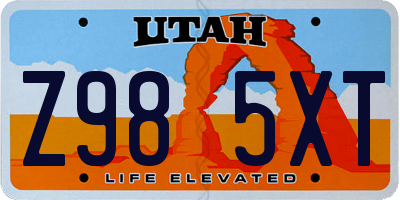UT license plate Z985XT