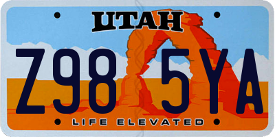 UT license plate Z985YA