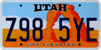 UT license plate Z985YE