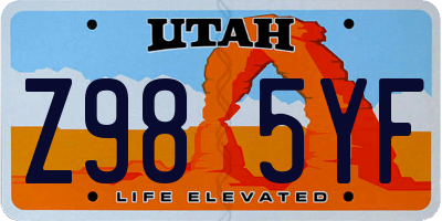 UT license plate Z985YF