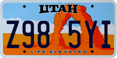 UT license plate Z985YI