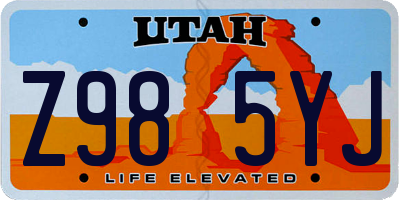 UT license plate Z985YJ