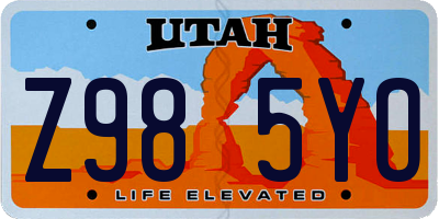 UT license plate Z985YO