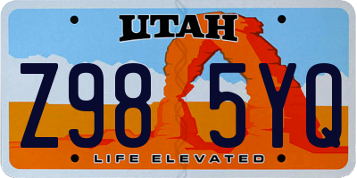 UT license plate Z985YQ