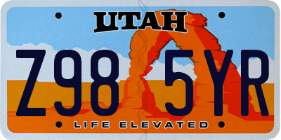 UT license plate Z985YR