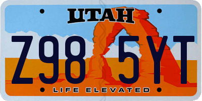 UT license plate Z985YT