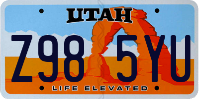 UT license plate Z985YU