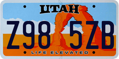 UT license plate Z985ZB