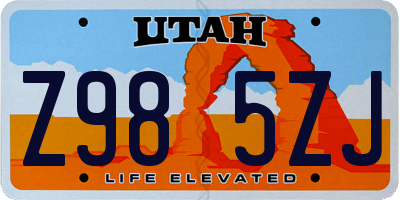 UT license plate Z985ZJ