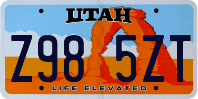 UT license plate Z985ZT