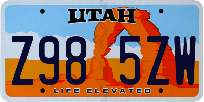 UT license plate Z985ZW