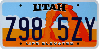UT license plate Z985ZY