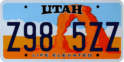 UT license plate Z985ZZ