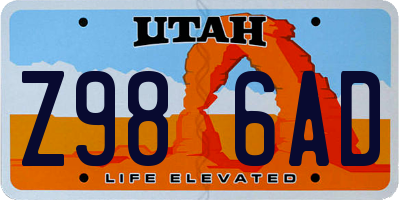 UT license plate Z986AD