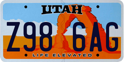 UT license plate Z986AG