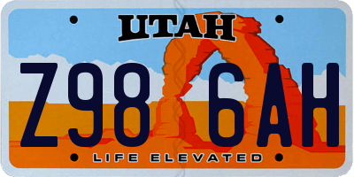 UT license plate Z986AH