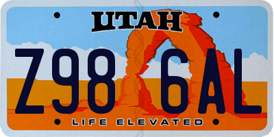 UT license plate Z986AL