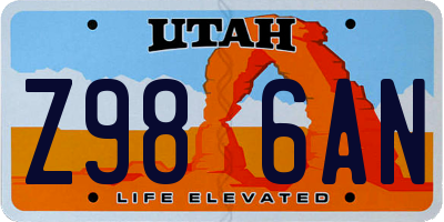 UT license plate Z986AN