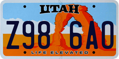 UT license plate Z986AO