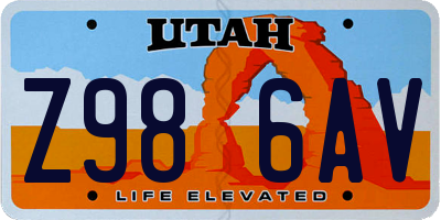 UT license plate Z986AV