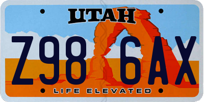 UT license plate Z986AX