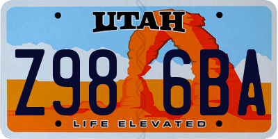 UT license plate Z986BA