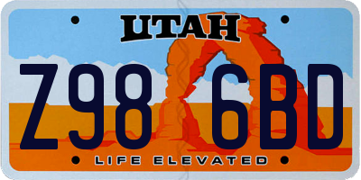 UT license plate Z986BD