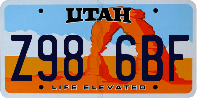 UT license plate Z986BF