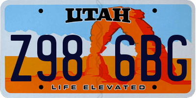 UT license plate Z986BG
