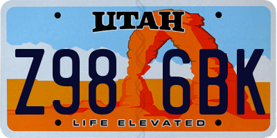 UT license plate Z986BK