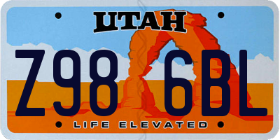 UT license plate Z986BL