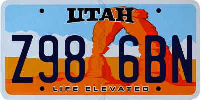 UT license plate Z986BN