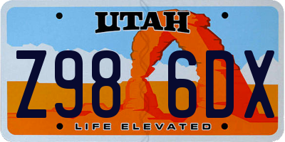 UT license plate Z986DX
