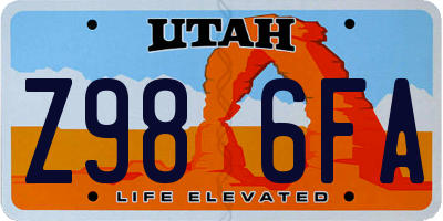 UT license plate Z986FA