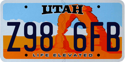 UT license plate Z986FB