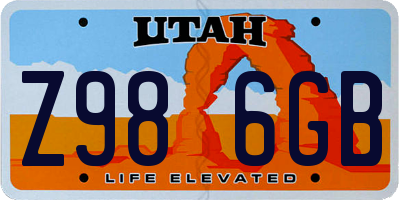 UT license plate Z986GB