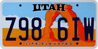 UT license plate Z986IW