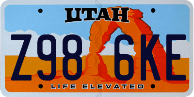 UT license plate Z986KE