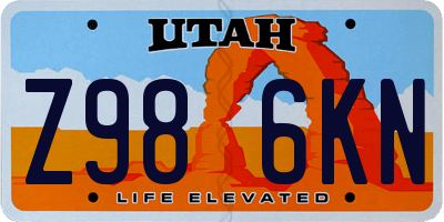 UT license plate Z986KN