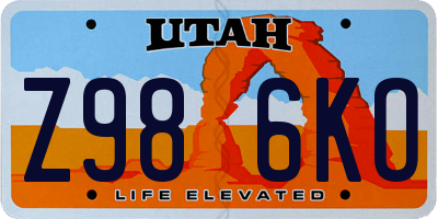 UT license plate Z986KO