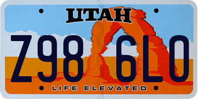 UT license plate Z986LO