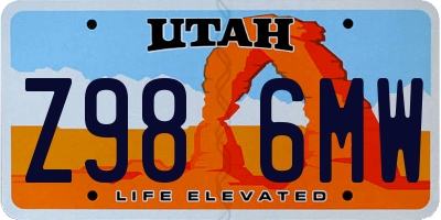 UT license plate Z986MW