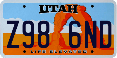 UT license plate Z986ND