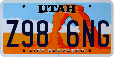 UT license plate Z986NG