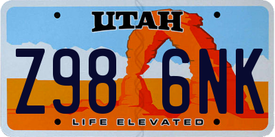 UT license plate Z986NK