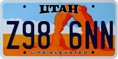 UT license plate Z986NN