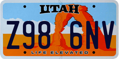 UT license plate Z986NV