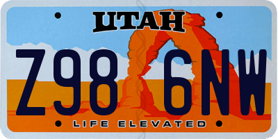 UT license plate Z986NW